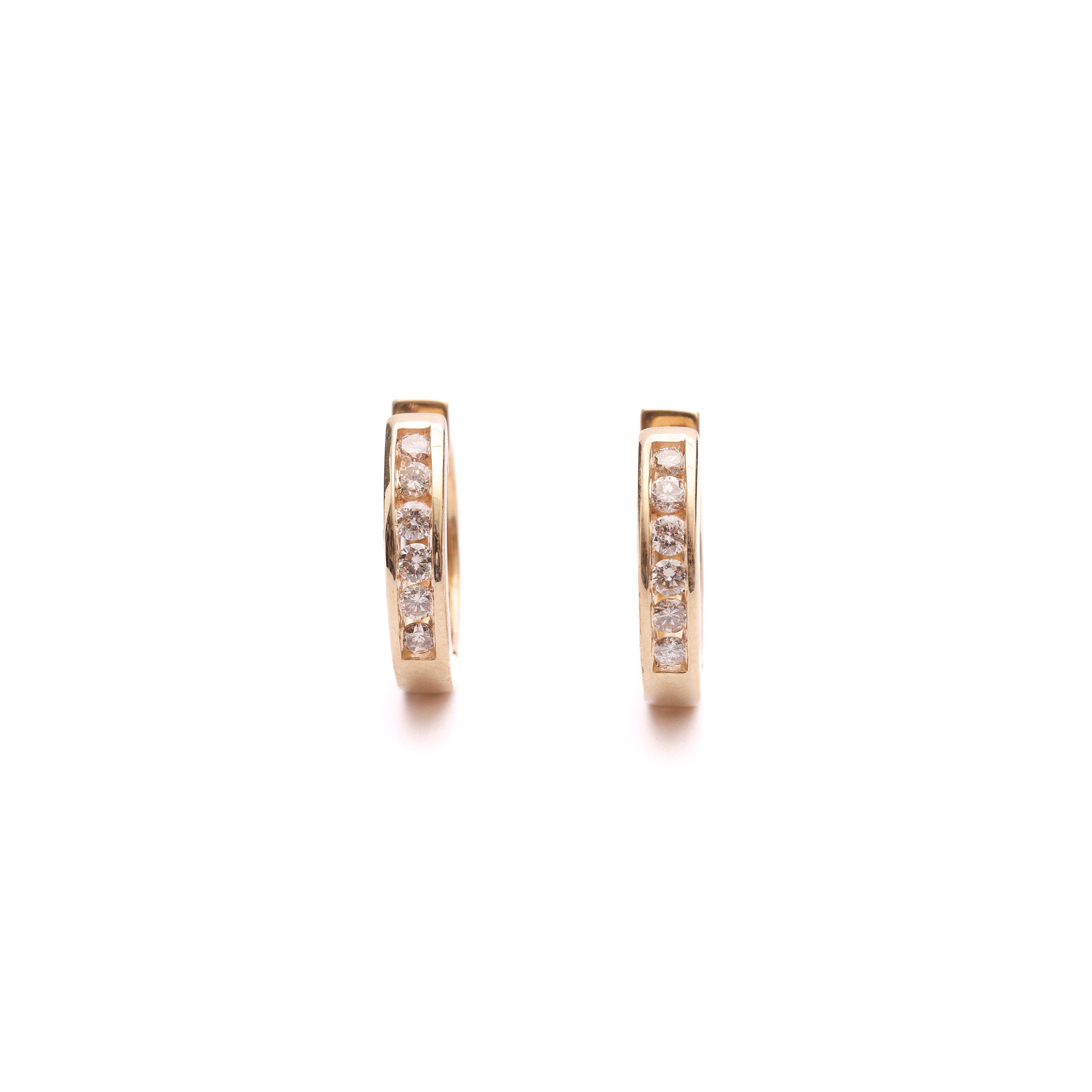 Pre-Owned Diamond Channel Set Hoop Earrings