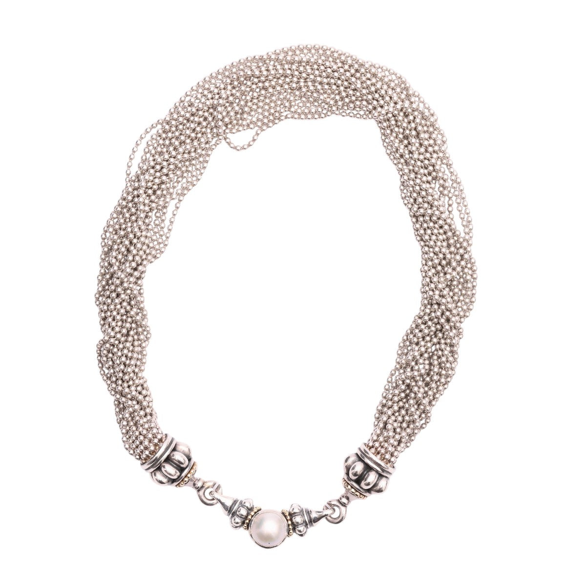 Pre-Owned Lagos Multi Strand Caviar Pearl Enhancer Necklace