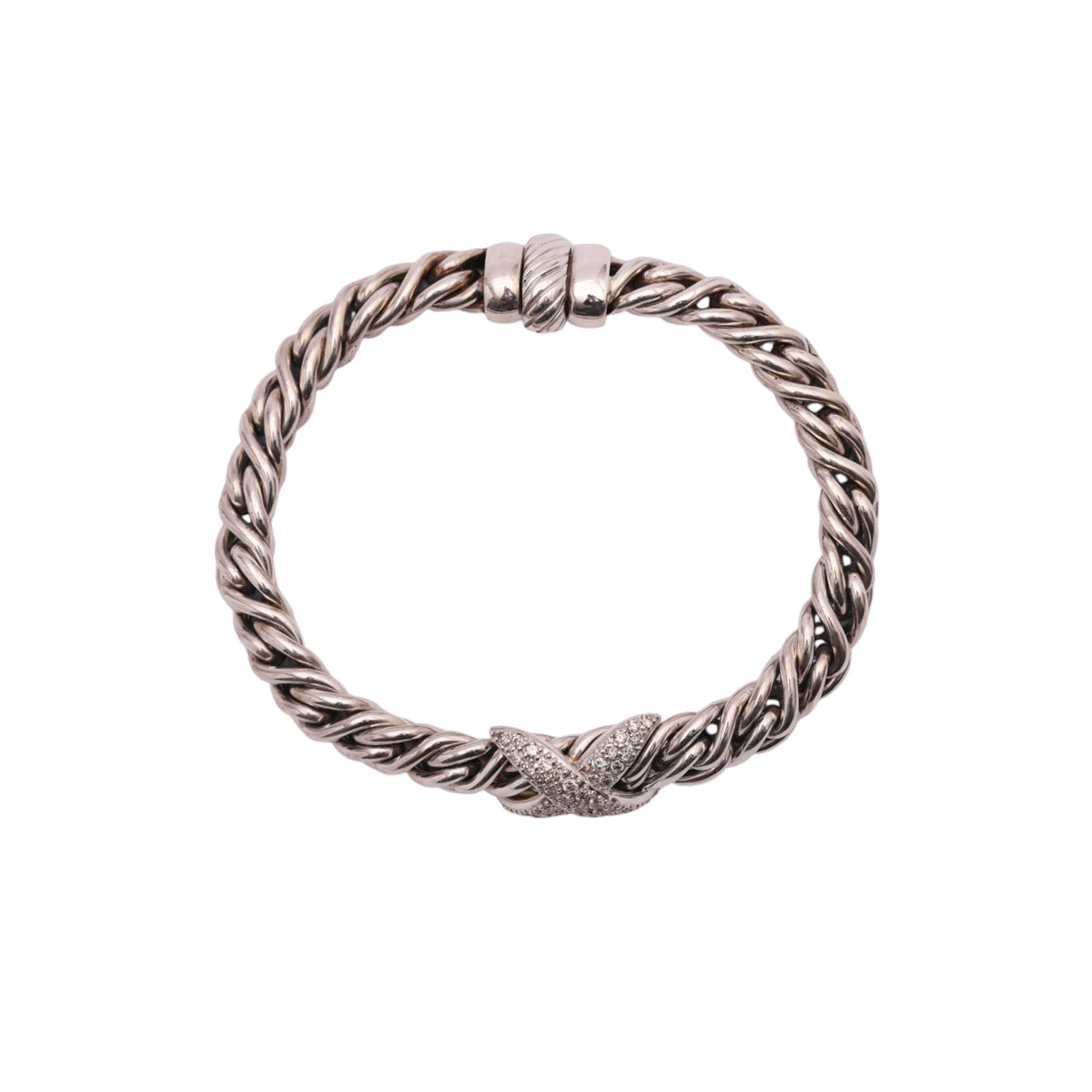 Pre-Owned David Yurman Diamond "X" Wheat Chain Bracelet