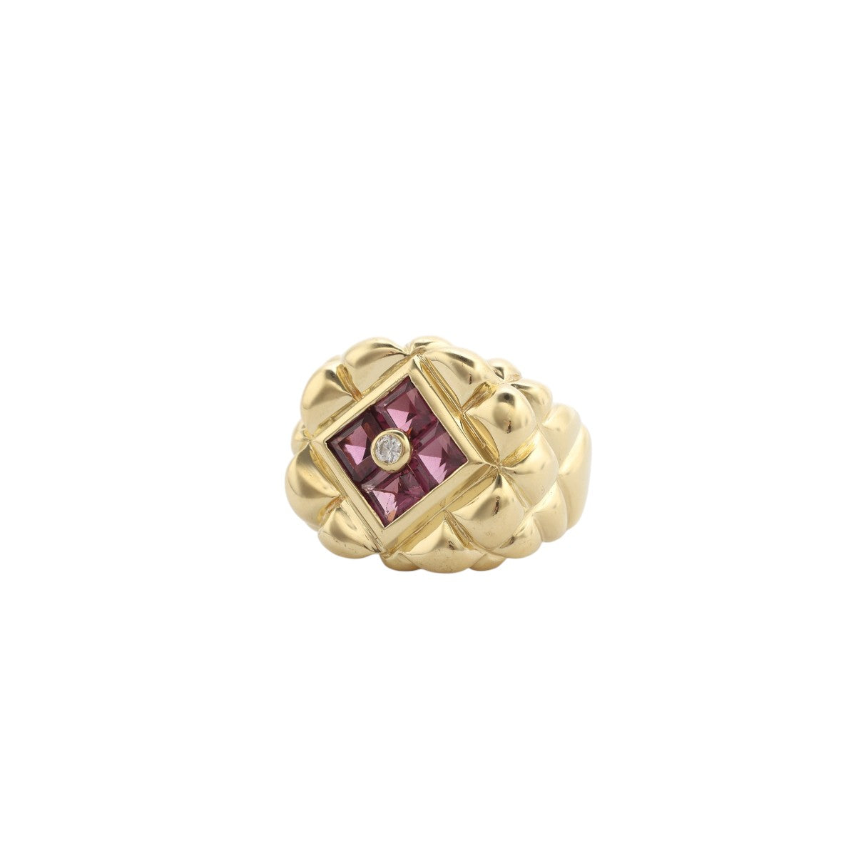 Pre-Owned Jeffrey Stevens Tourmaline and Diamond Quilted Ring