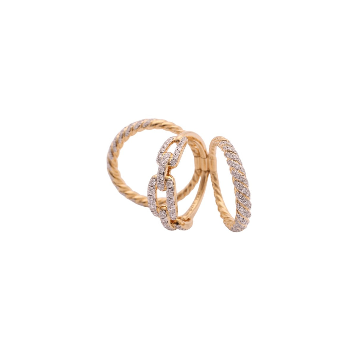 Pre-Owned David Yurman Diamond Stax Three-Row Pave Chin Link Ring
