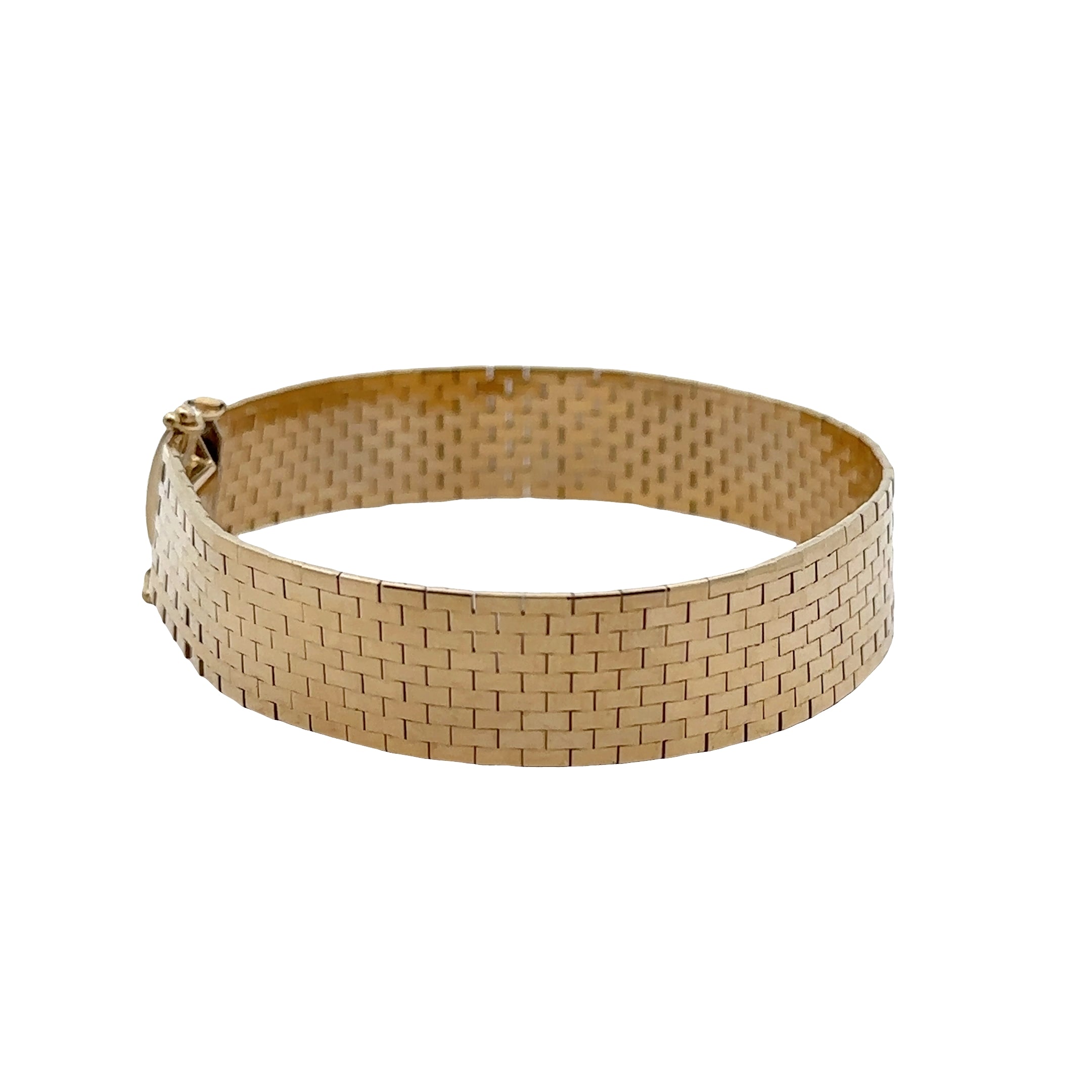 Pre-Owned Wide Gold Brick-Link Mesh Bracelet