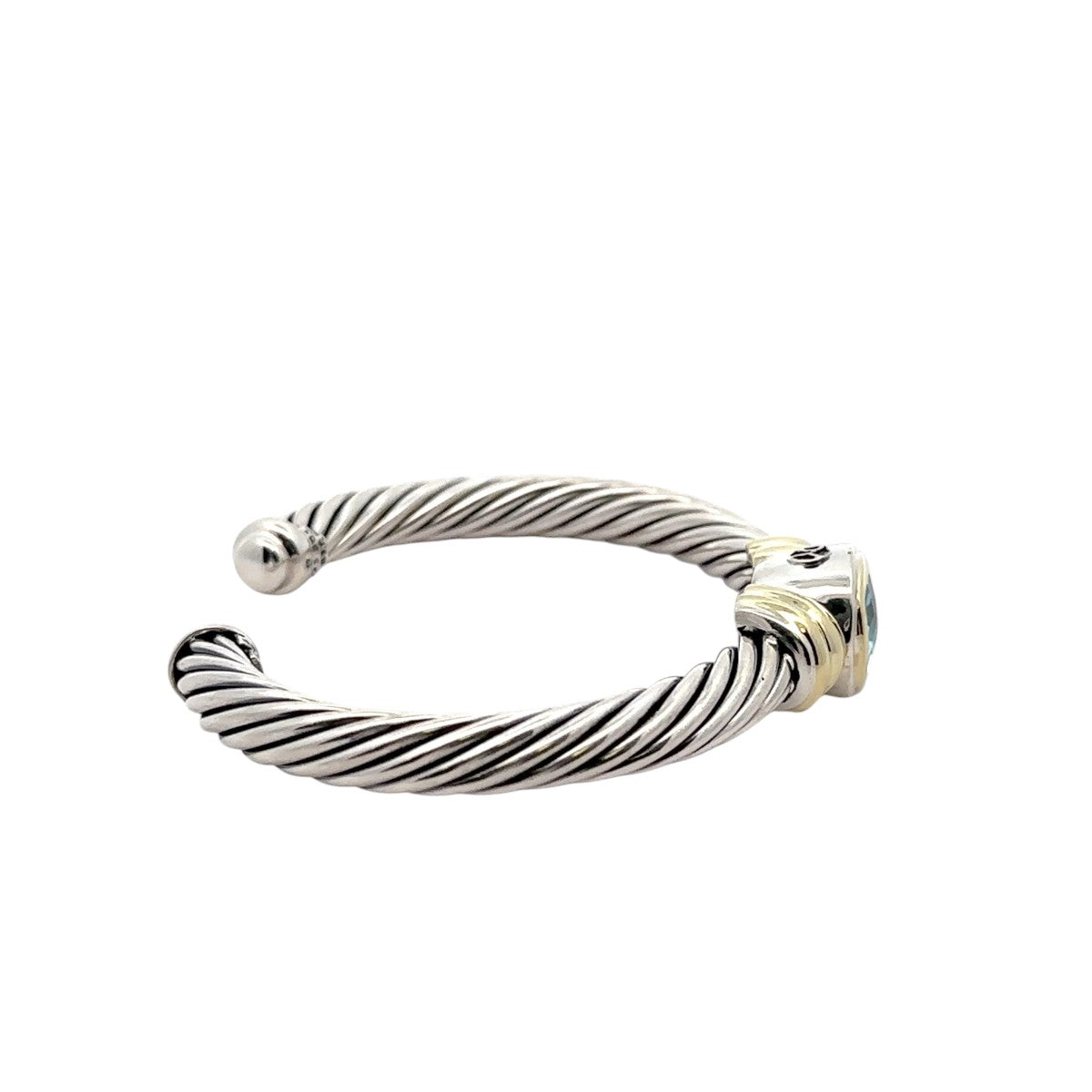 Pre-Owned David Yurman Blue Topaz Cable Cuff Bracelet