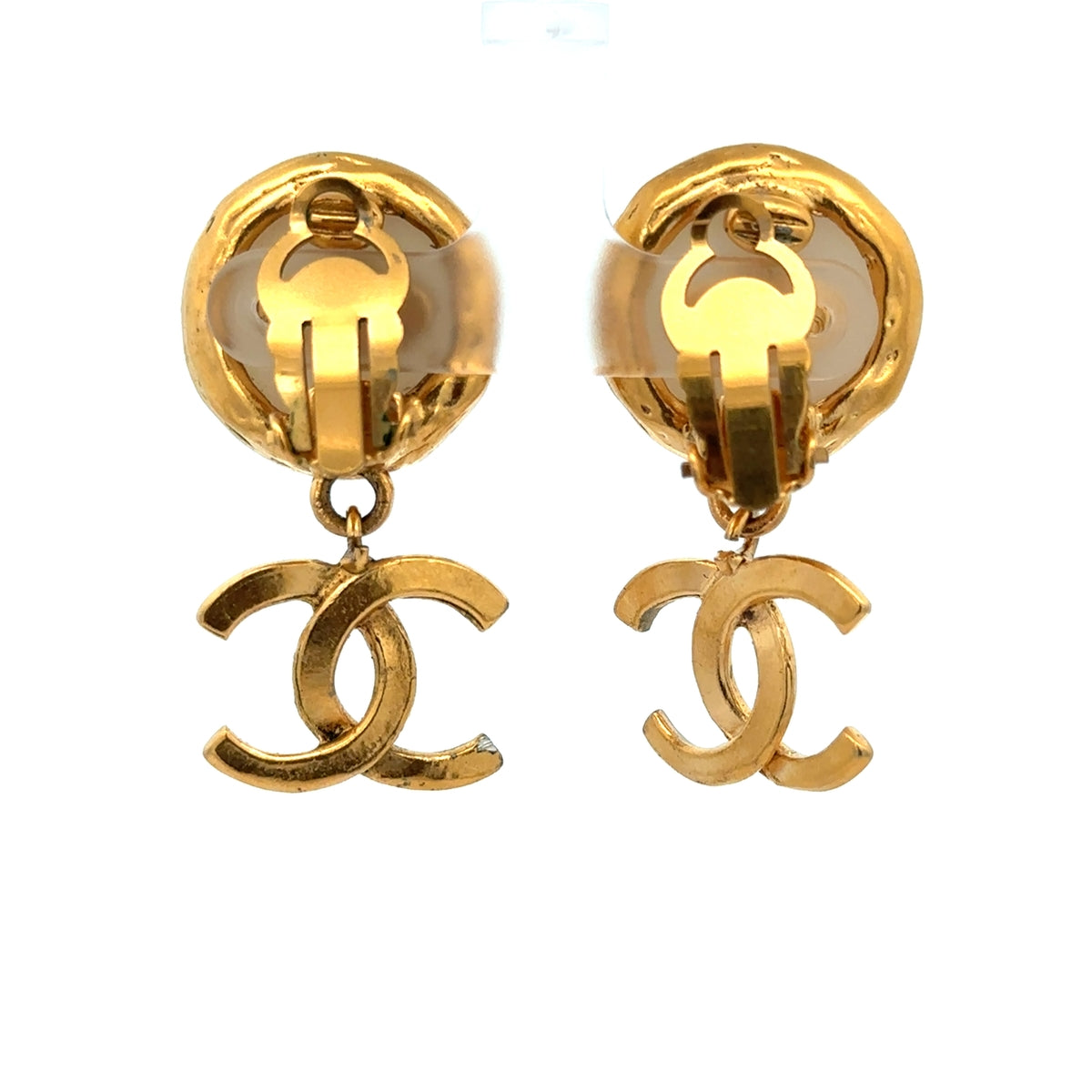 Pre-Owned Chanel Faux Pearl Vintage CC Clip On Earrings