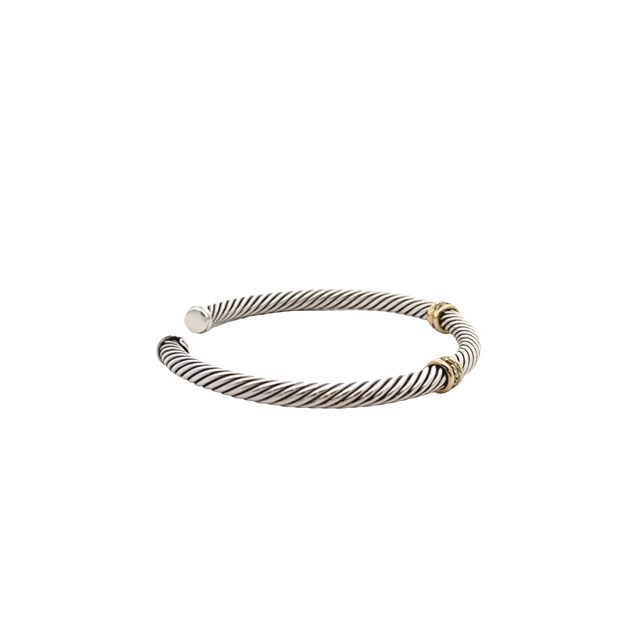 Pre-Owned David Yurman Diamond Cable Double Station Bracelet
