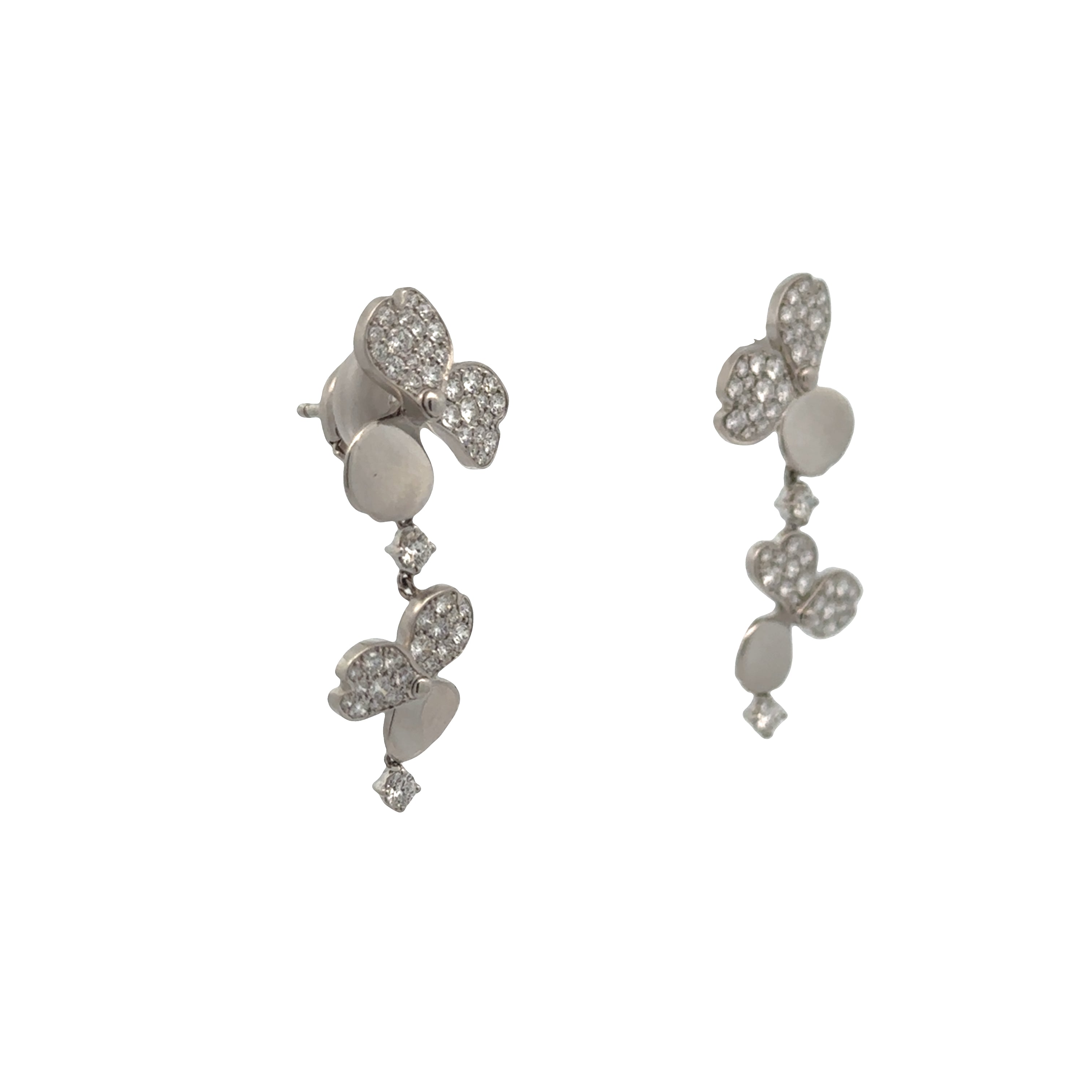 Pre-Owned Tiffany & Co. Pave Diamond Paper Flowers Drop Earrings