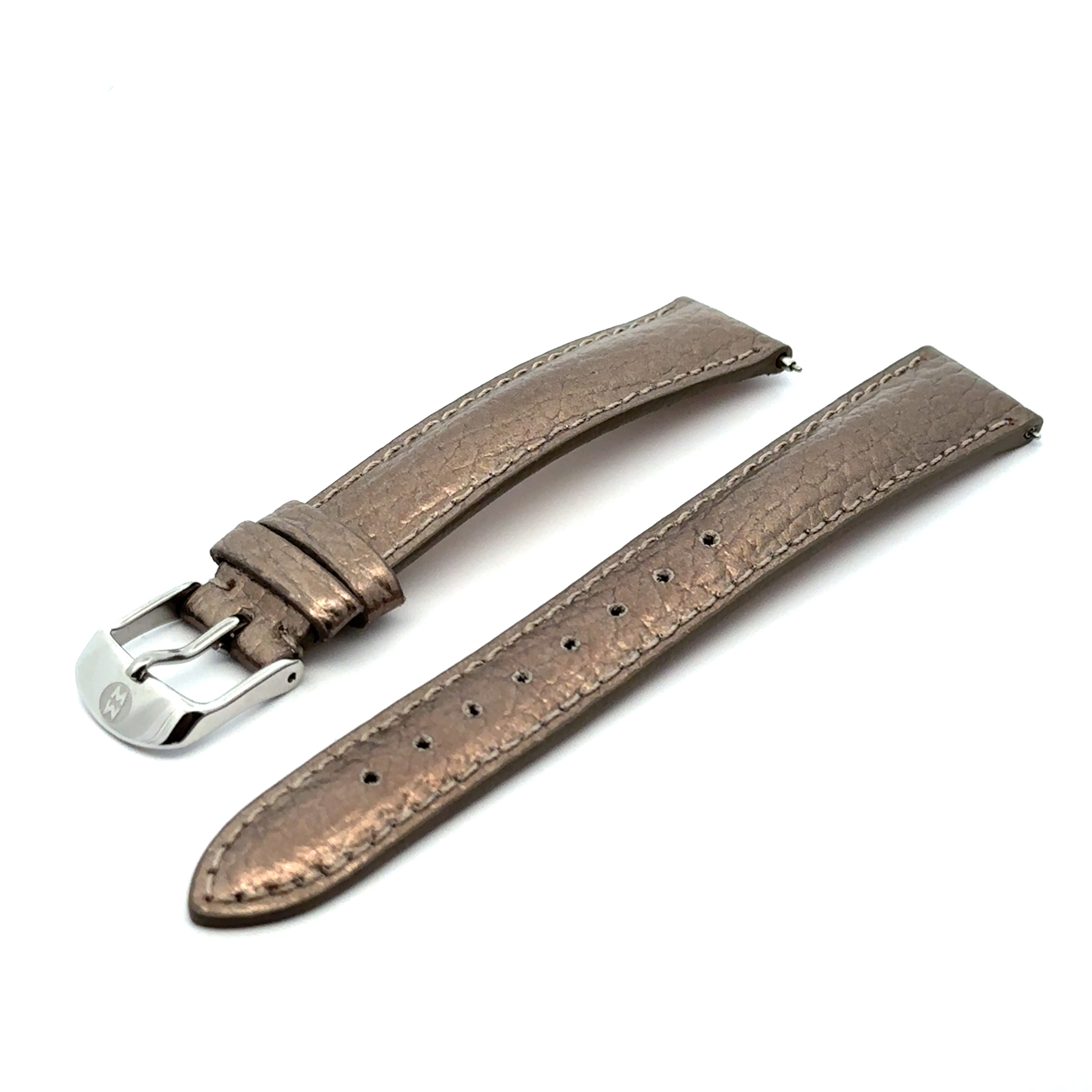 Pre-Owned Michelle 16 mm Antique Gold Leather Watch Strap