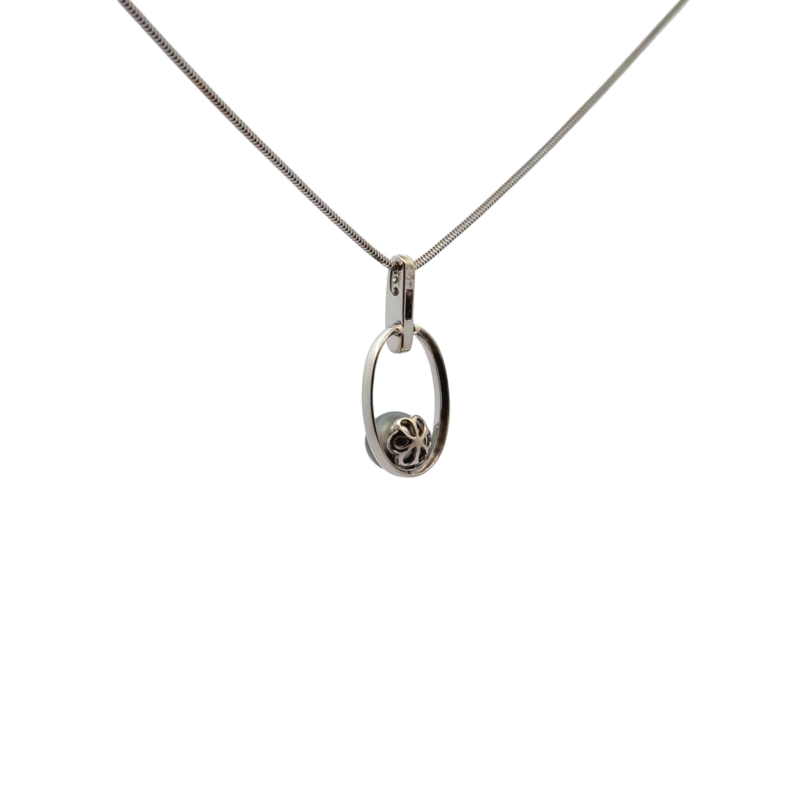 Pre-Owned Pearl and Diamond Pendant Necklace