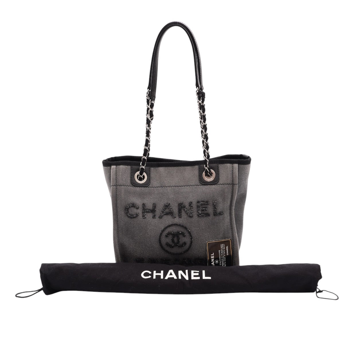 Pre-Owned Chanel Mini Denim Deauville Sequin Tote
