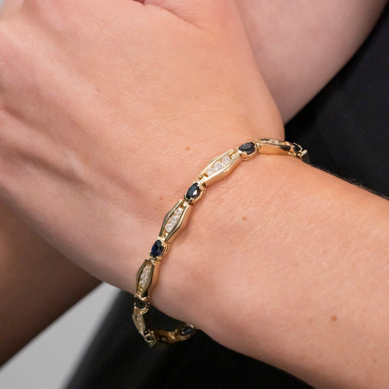 Pre-Owned Blue Sapphire and Diamond Bracelet
