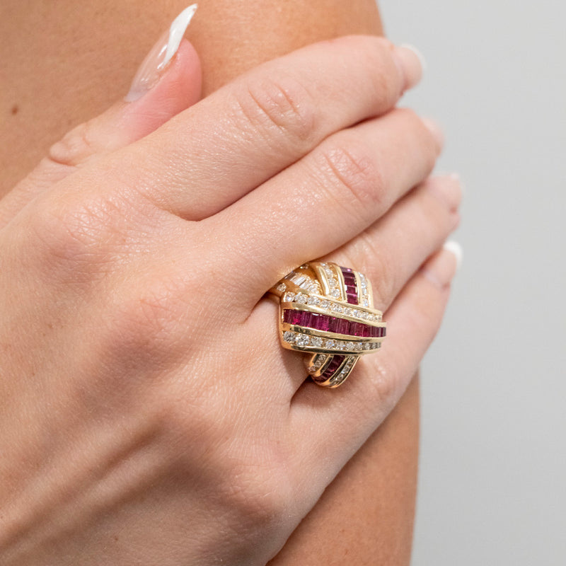 Pre-Owned Charles Krypell Ruby and Diamond Cocktail Ring