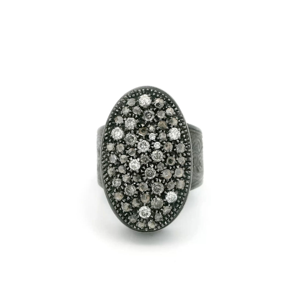 Pre-Owned Rhodium Plated Marcasite Cluster Ring