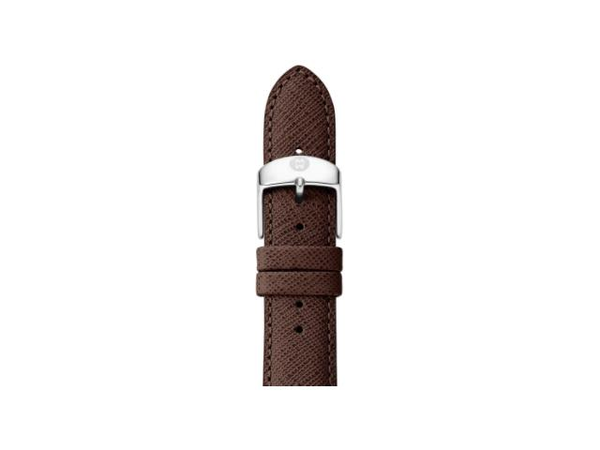 Pre-Owned Michele 18 mm Brown Saffiano Leather Strap