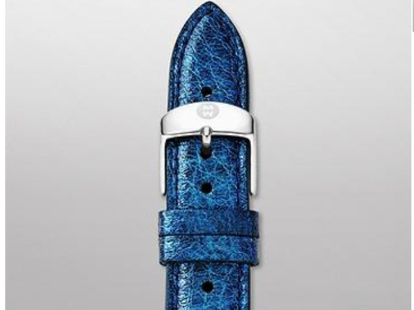 Pre-Owned Michele 16 mm Peacock Blue Leather Strap
