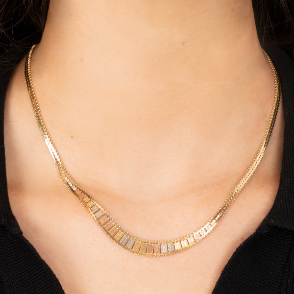 Pre-Owned Tri-Tone Graduating Necklace