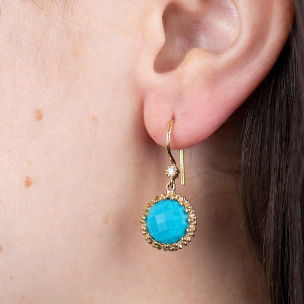 Pre-Owned Lauren K Turquoise and Diamond Pebble Drop Earrings