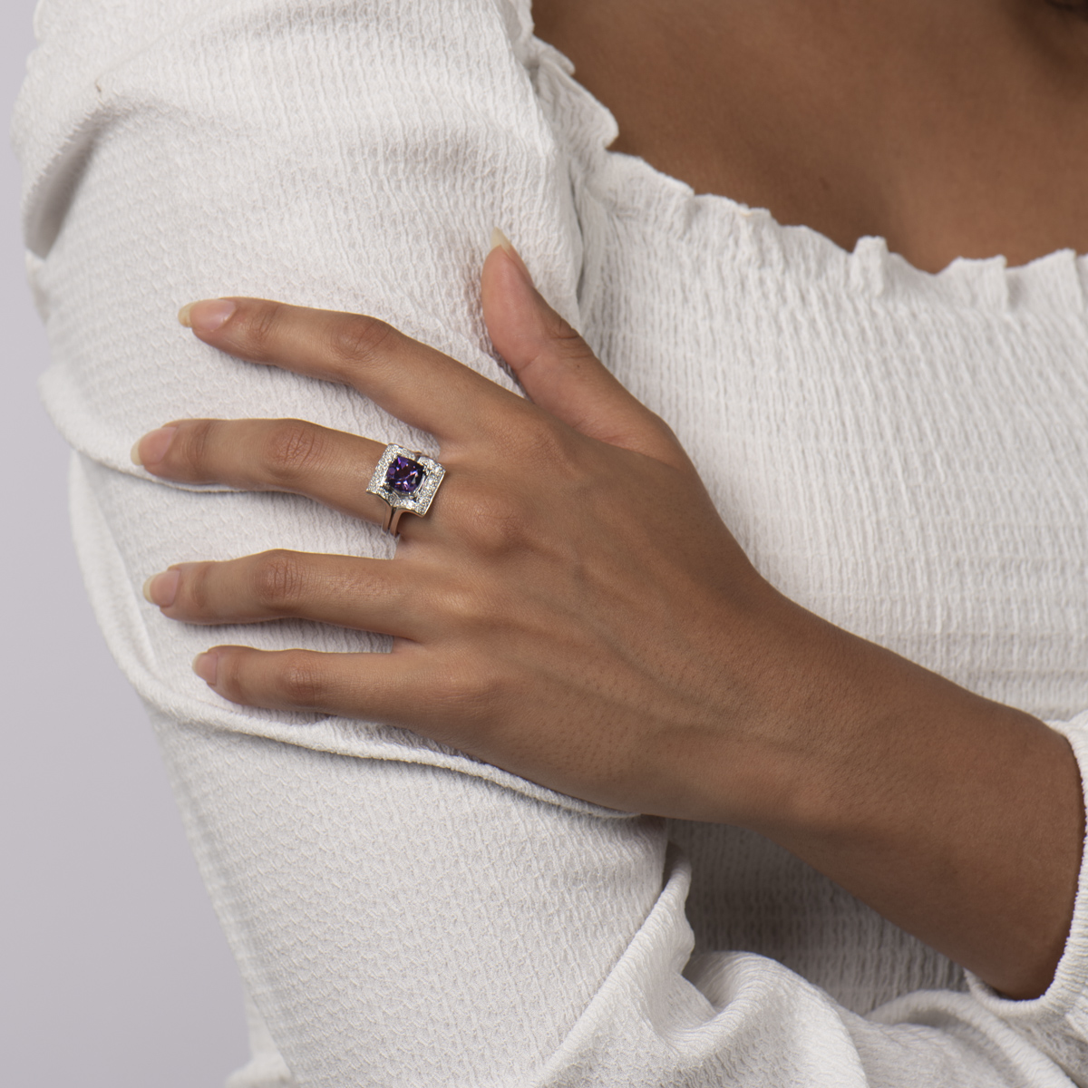 Pre-Owned Amethyst and Diamond Ring