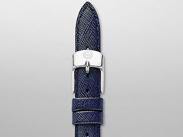 Pre-Owned Michele 12 mm Navy Leather Strap