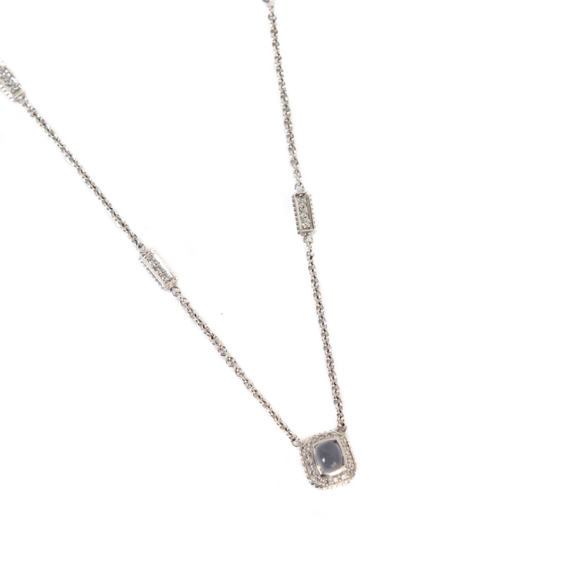 Penny Preville 18KWG Pearl Aqua & Diamond Pendant and Necklace