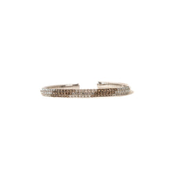 Pre-Owned Brown and White Diamond Pave Cuff