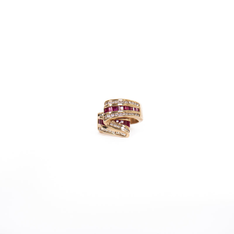 Pre-Owned Ruby and Diamond Bypass Ring