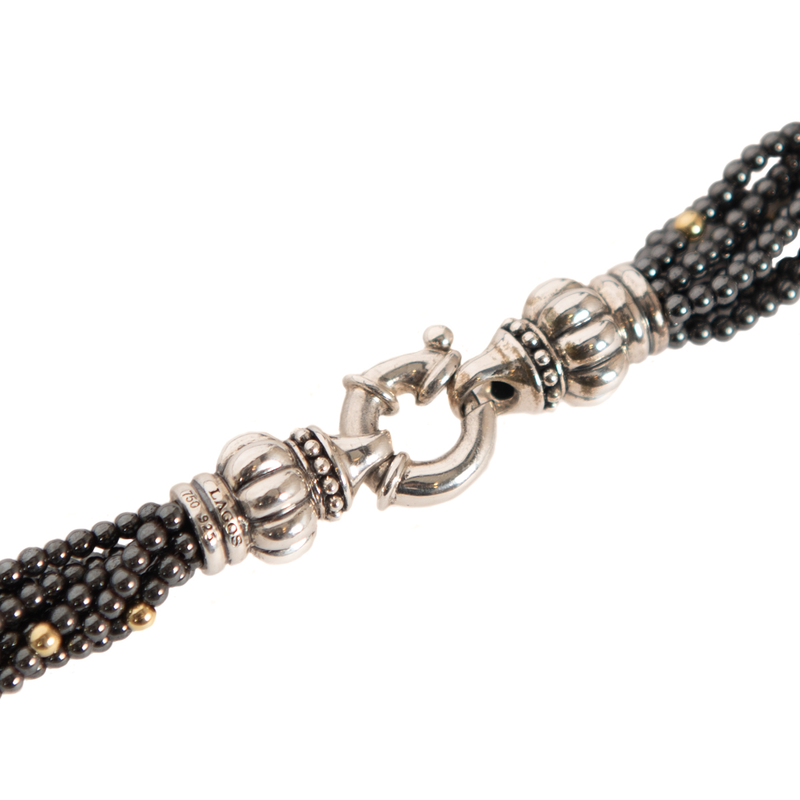 Pre-Owned Lagos Hematite Bead Icon Convertible Necklace