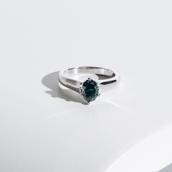 PRE-OWNED TREATED GREENISH-BLUE DIAMOND RING