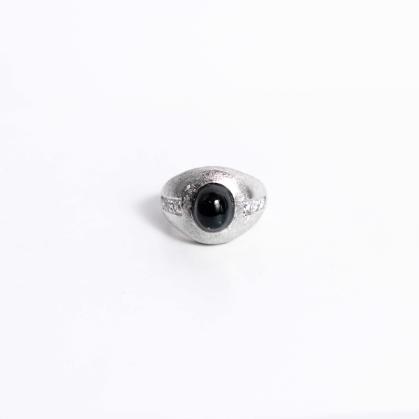 Pre-Owned Black Sapphire and Diamond Ring