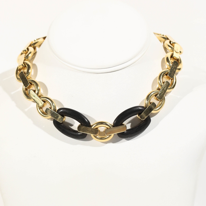 Pre-Owned Circle and Wood Link Necklace