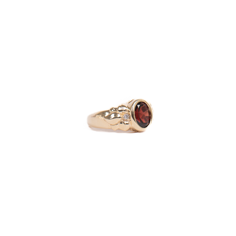 Pre-Owned Garnet and Diamond Ring