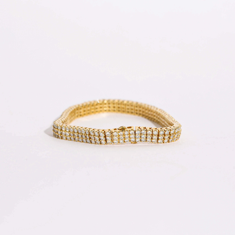 Pre Owned 3 Row Round Brilliant Diamond Tennis Bracelet STORE 5a