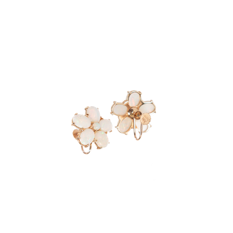 Pre-Owned Tiffany & Co. Opal Clip-On Flower Earrings