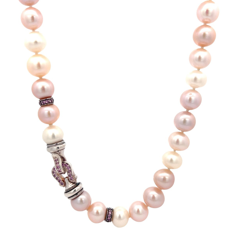 Pre-Owned David Yurman Pearl and Sapphire Buckle Necklace