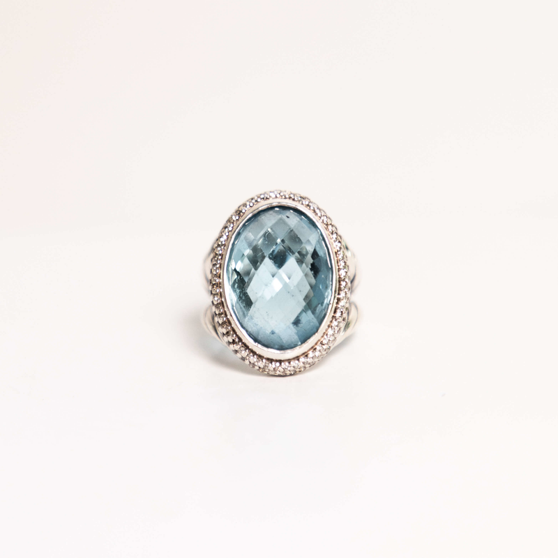 Pre-Owned David Yurman Blue Topaz and Diamond Ring