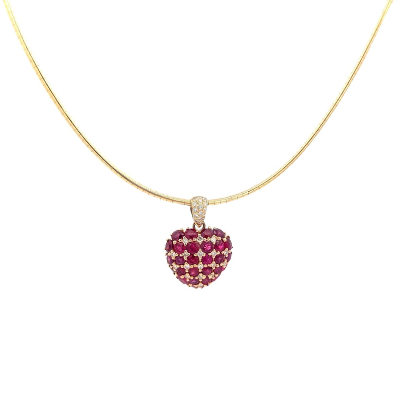 Pre-Owned Ruby and Diamond Heart Necklace