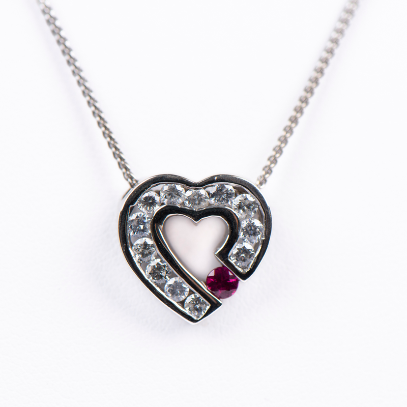 Pre-Owned Ruby and Diamond Heart Pendant