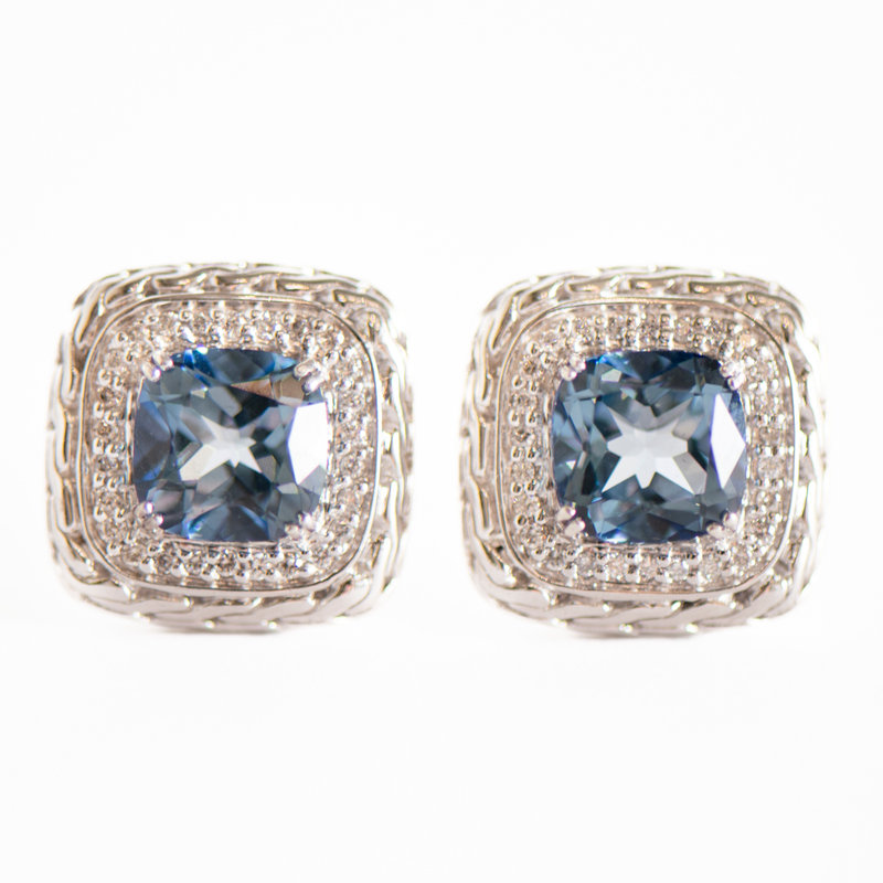 Pre Owned John Hardy Mystic Blue Topaz and Diamond Batu Mata Clip