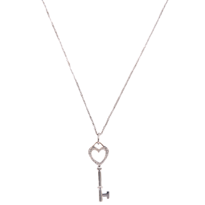Pre-Owned Tiffany & Co. Diamond Mini Heart Key Pendant