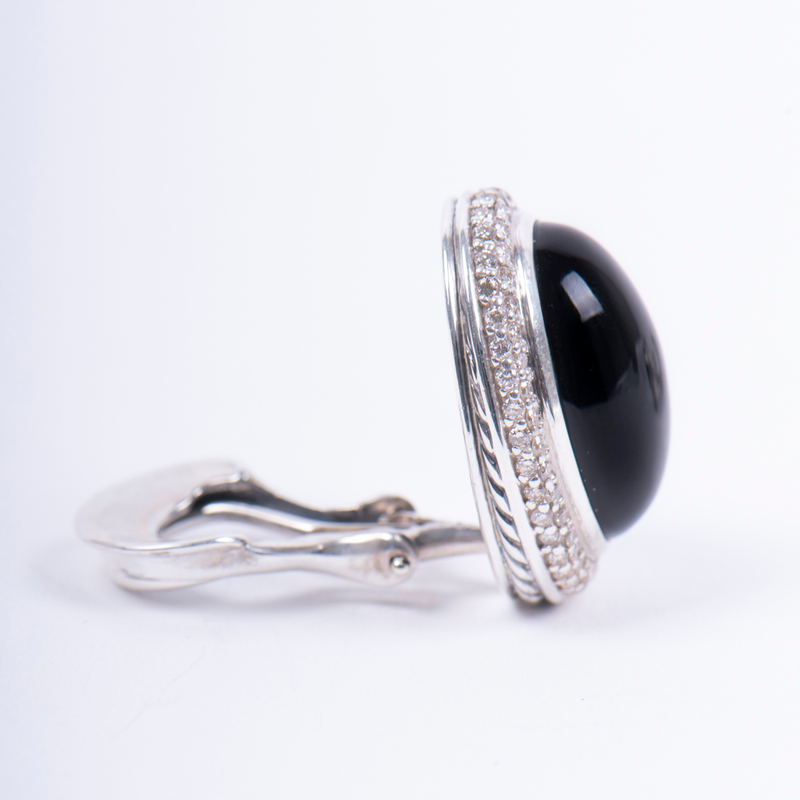 Pre-Owned David Yurman Black Onyx and Diamond Clip-On Earrings