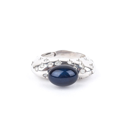 Pre-Owned Blue Enamel and Diamond Ring