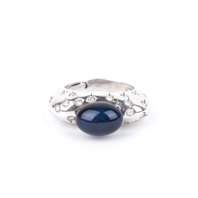 Pre-Owned Blue Enamel and Diamond Ring
