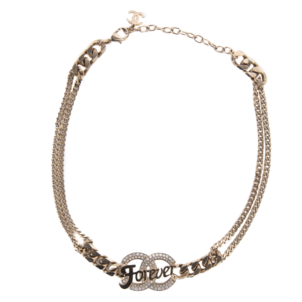 Pre-owned Chanel Silver Crystal Encrusted CC Pendant Necklace