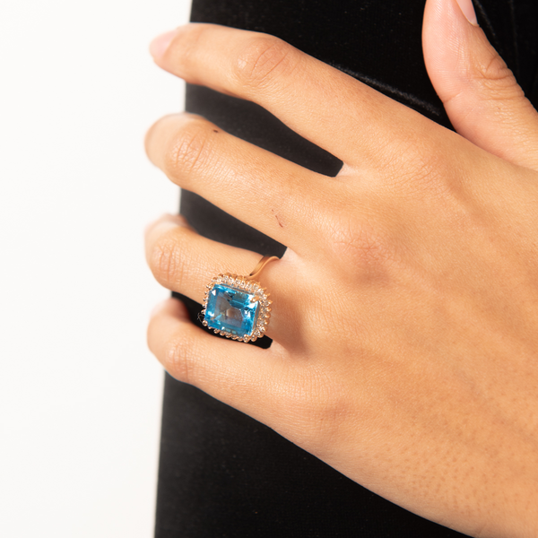 Pre-Owned Blue Topaz and Diamond Ring