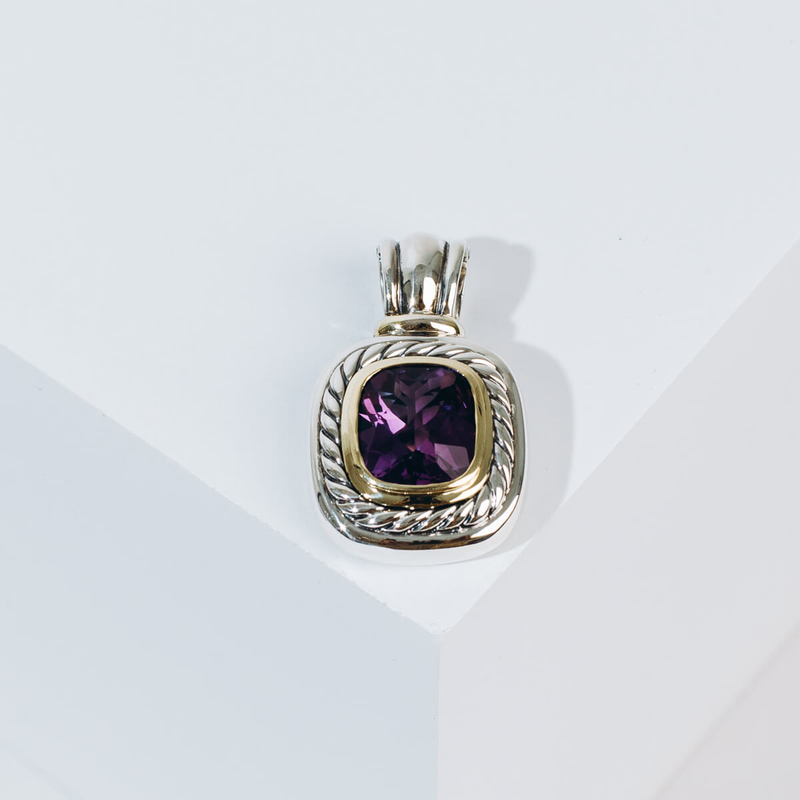 Albion® Pendant in Sterling Silver with Black Orchid and Diamonds, 11mm | David  Yurman