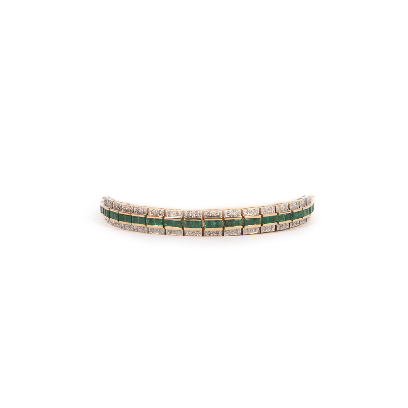 Pre-Owned Emerald and Diamond Line Bracelet