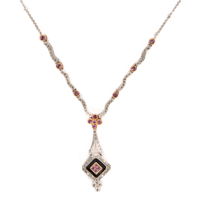 Pre-Owned Pink Sapphire and Diamond Necklace