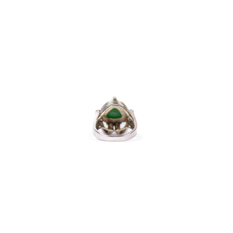 Pre-Owned Jade and Diamond Buddha Ring