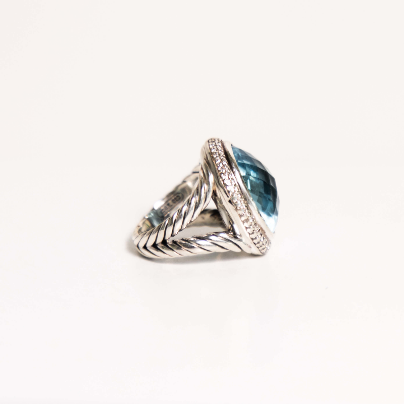 Pre-Owned David Yurman Blue Topaz and Diamond Ring