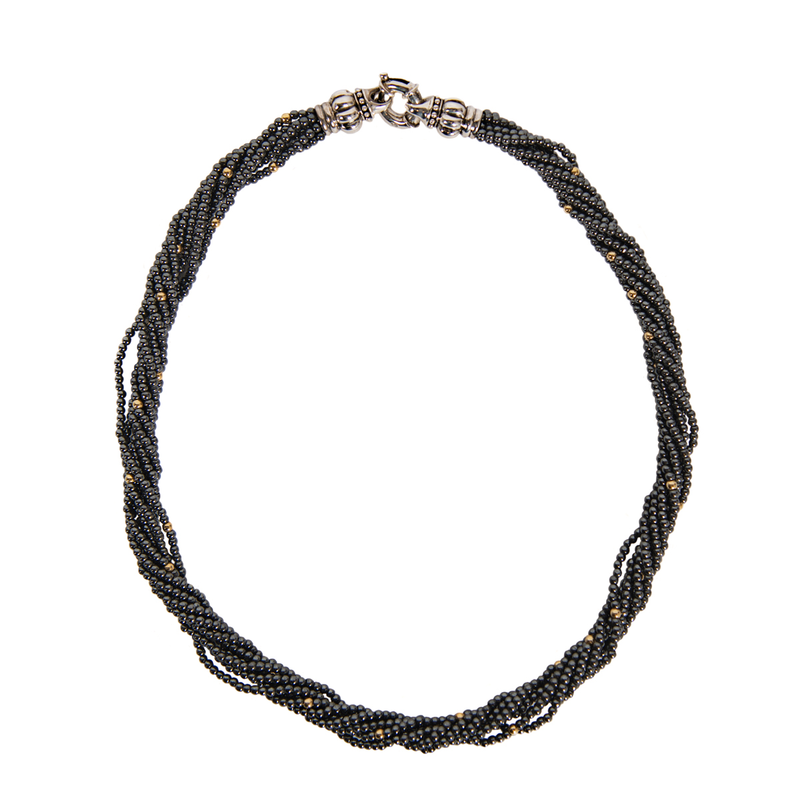 Pre-Owned Lagos Hematite Bead Icon Convertible Necklace