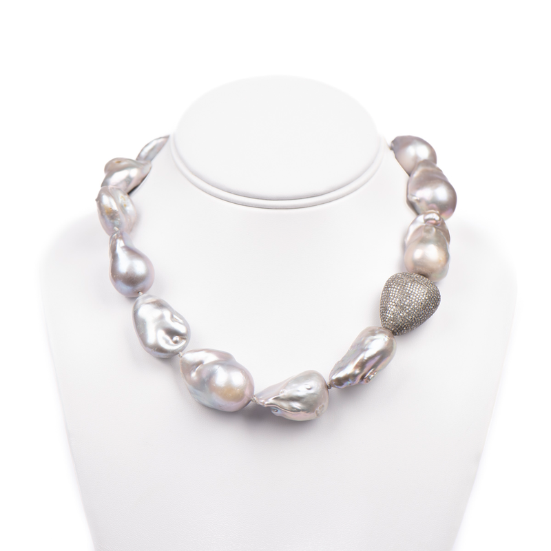Pre-Owned Nina Gilin Baroque Pearl and Diamond Necklace